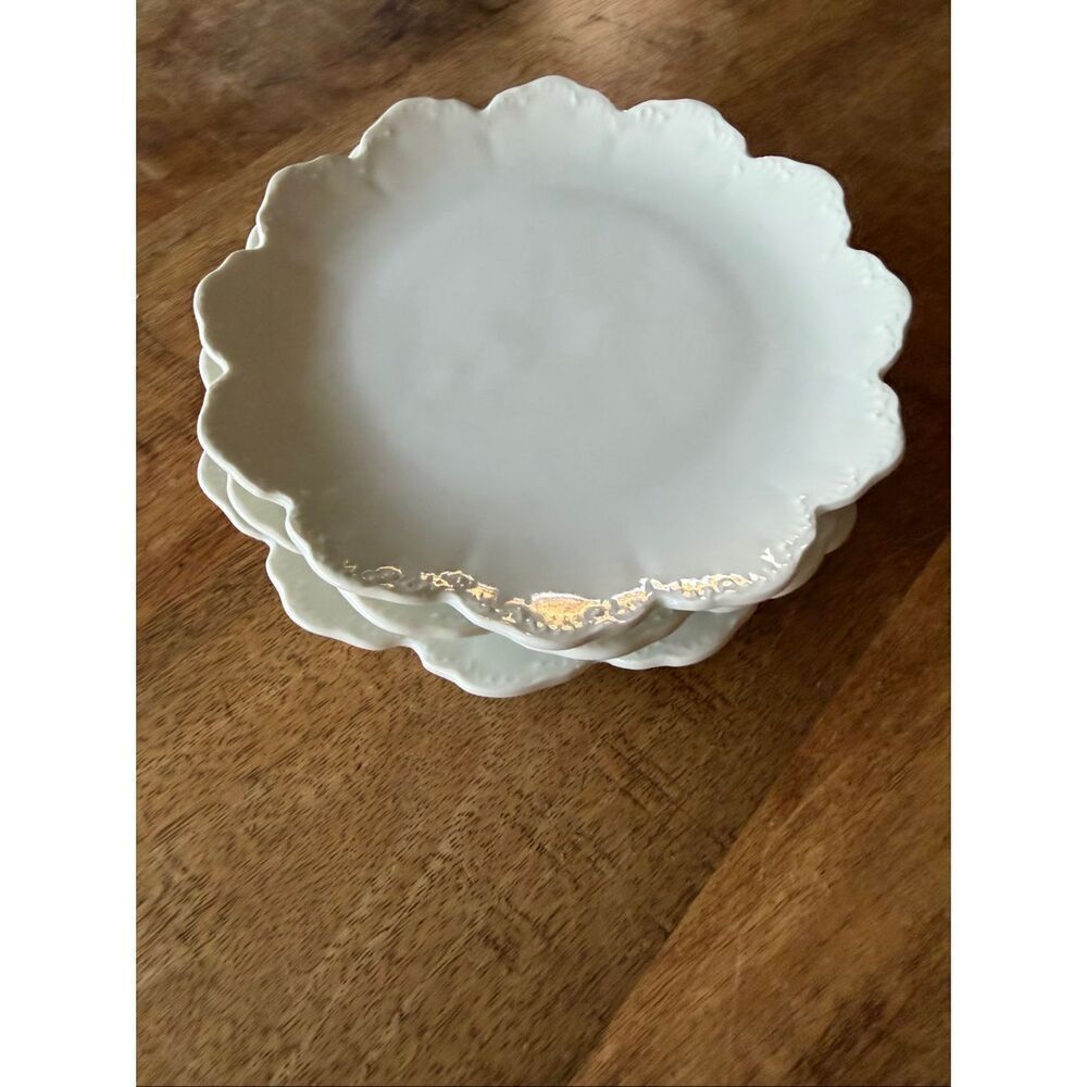 Antique Rosenthal Bavaria Porcelain Plates Malmaison Set of 3 White
